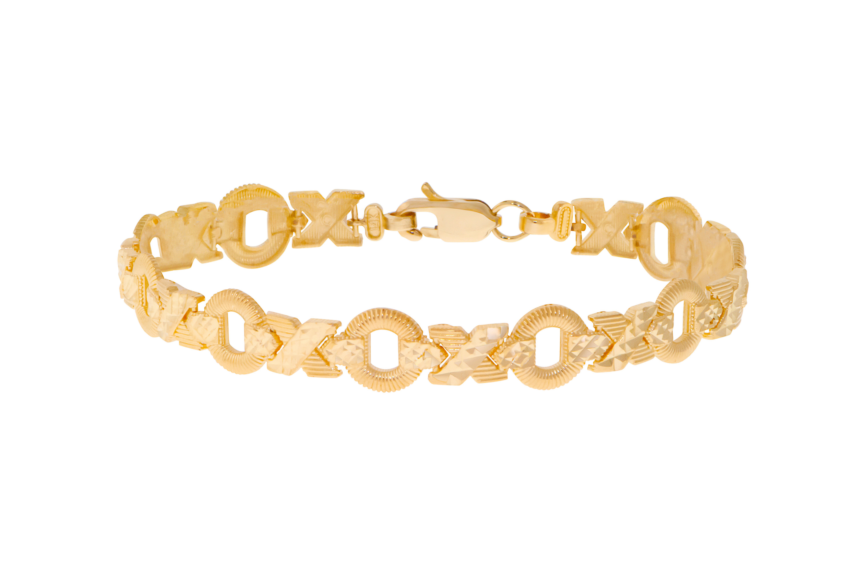 14K Yellow Gold Diamond Cut Bracelets 8.56 Mm Wide
